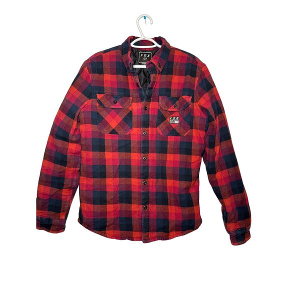 Fox racing plaid flannel insulated button down chore jacket mens medium y2k - Picture 1 of 9